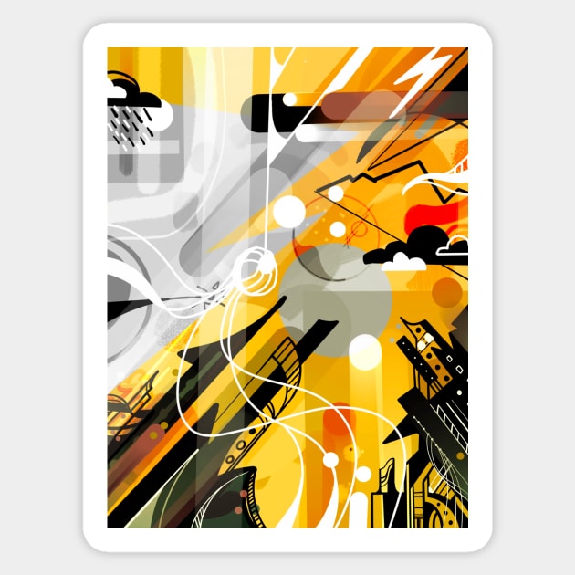 Golden City Abstract Sticker by Socadore Designs